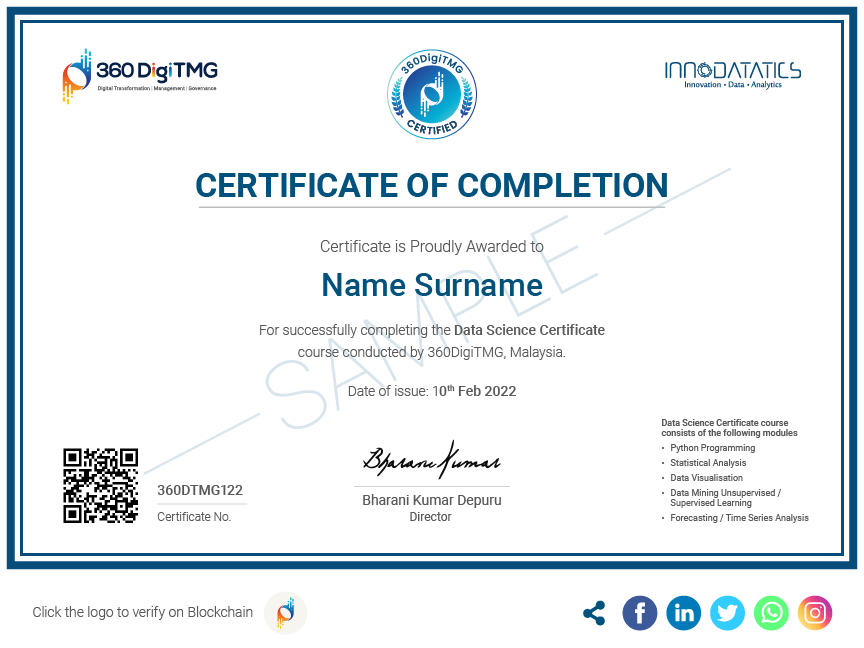 data science certificate in Philippines - 360digitmg
