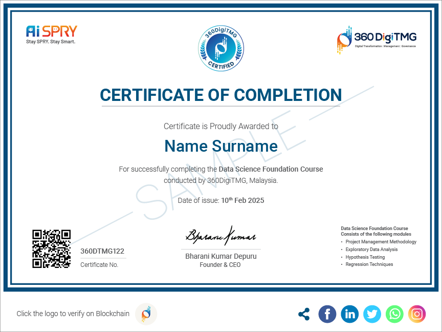data science foundation certificate course - 360digitmg