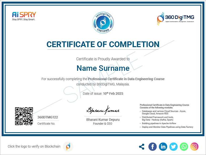 Data Engineering certification - 360digitmg