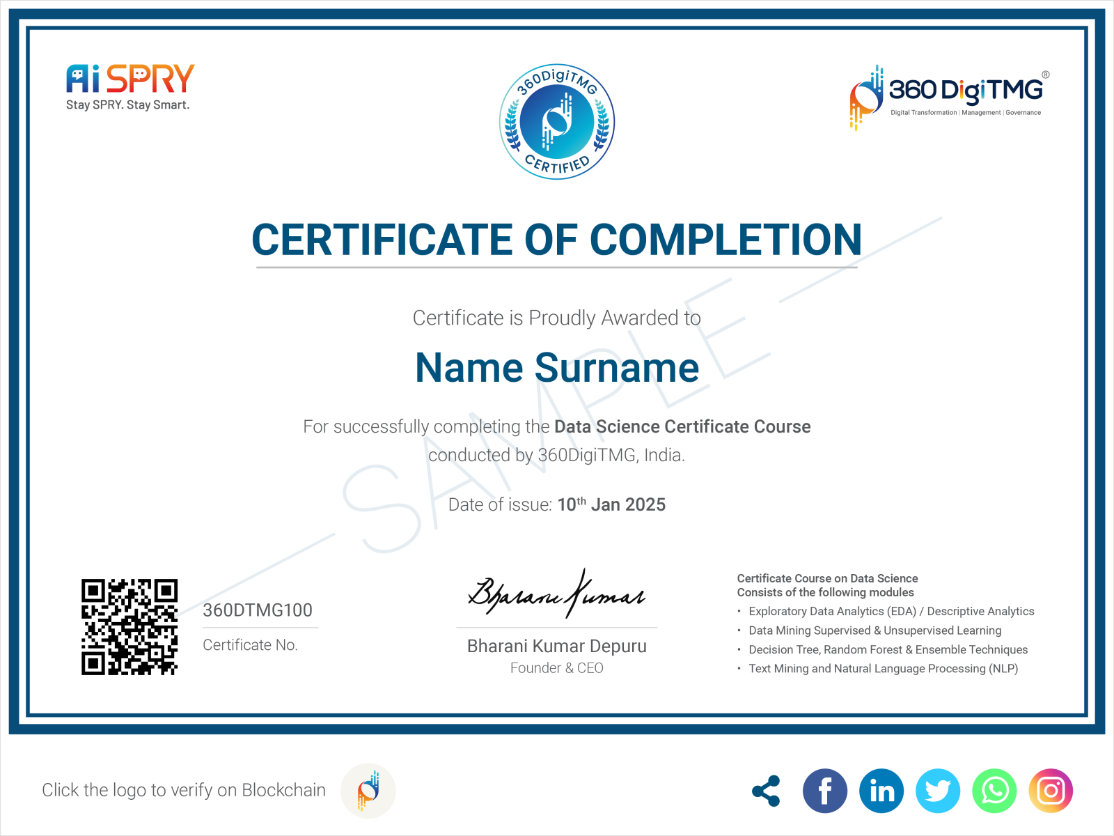 Data Scientist using python & r certification in Ahmedabad